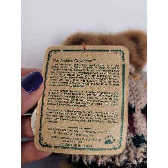 Boyds Bears Archive Collection Wilson Bear Golden Teddy Award Winner Articulated - Picture 4 of 8